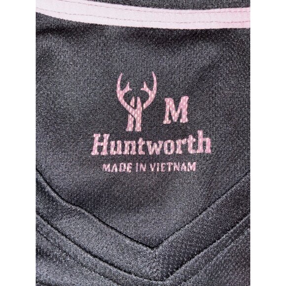 Huntworth Oak Tree Pink Camo w/Black V-Neck Pullover Long Sleeve Sz M .q - Picture 3 of 5
